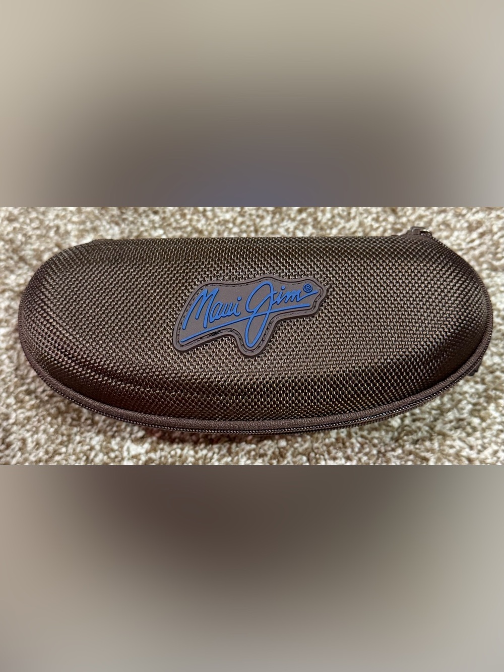 MAUI JIM BROWN HARD CASE W/ZIPPER & CLIP FOR GLASSES & SUNGLASSES (CASE ONLY)